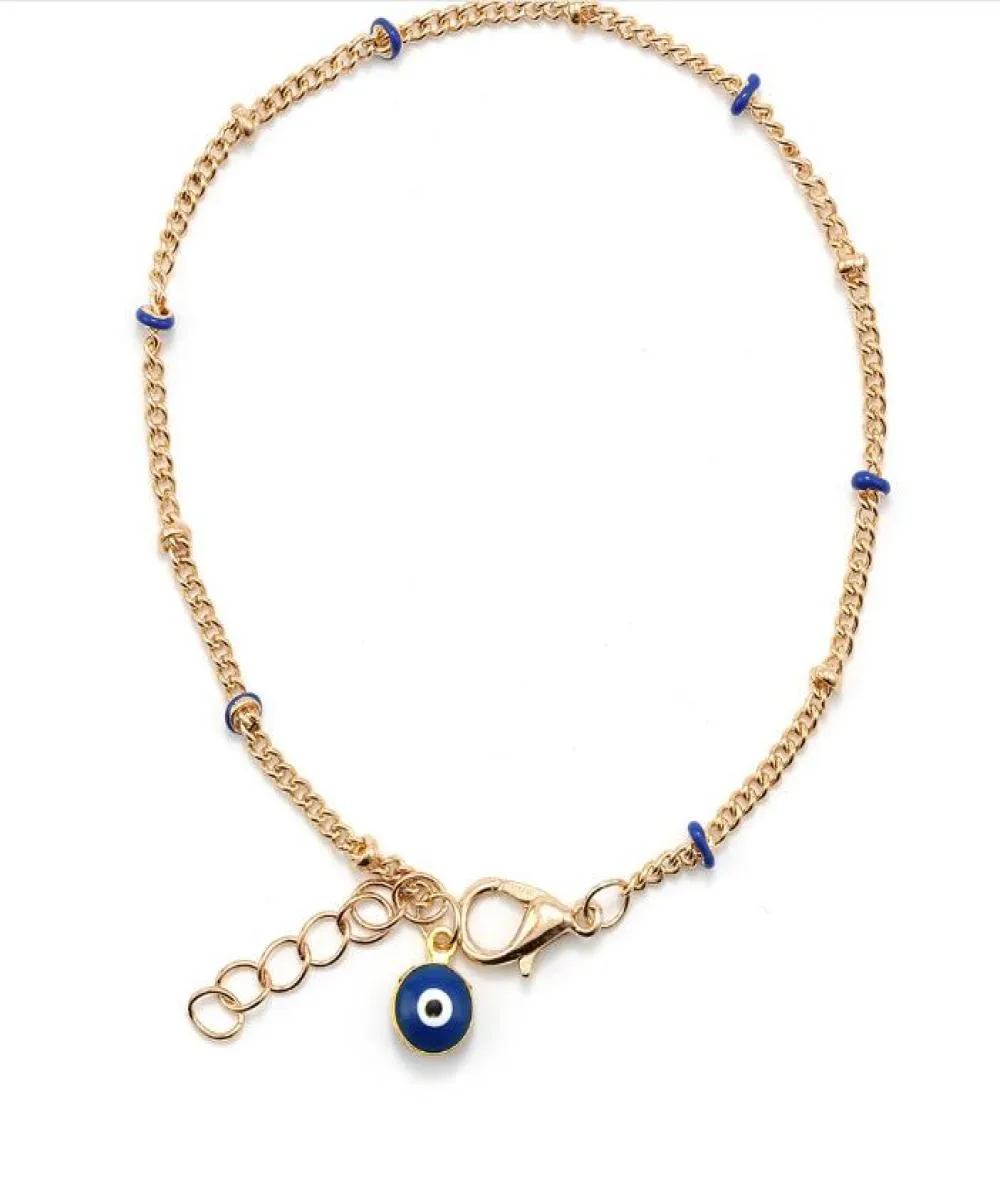 EVIL EYE Neues modisches goldenes Legierungsarmband für Mädchenschmuck 4 Farben böser Blick Perlenanhänger Kettenarmband Geschenk für Liebhaber ps1213398019