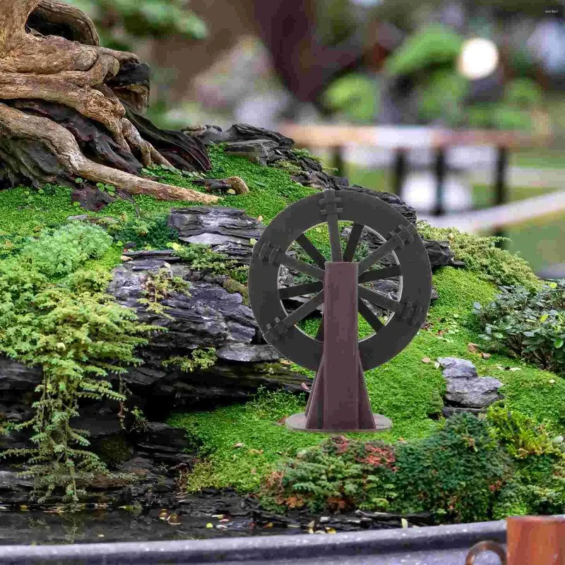 Gartendekorationen Modelle Wasserrad Landschaftsbau Brunnen Künstlicher Steingarten Rotationsräder DIY Miniatur fließender Wasserfall