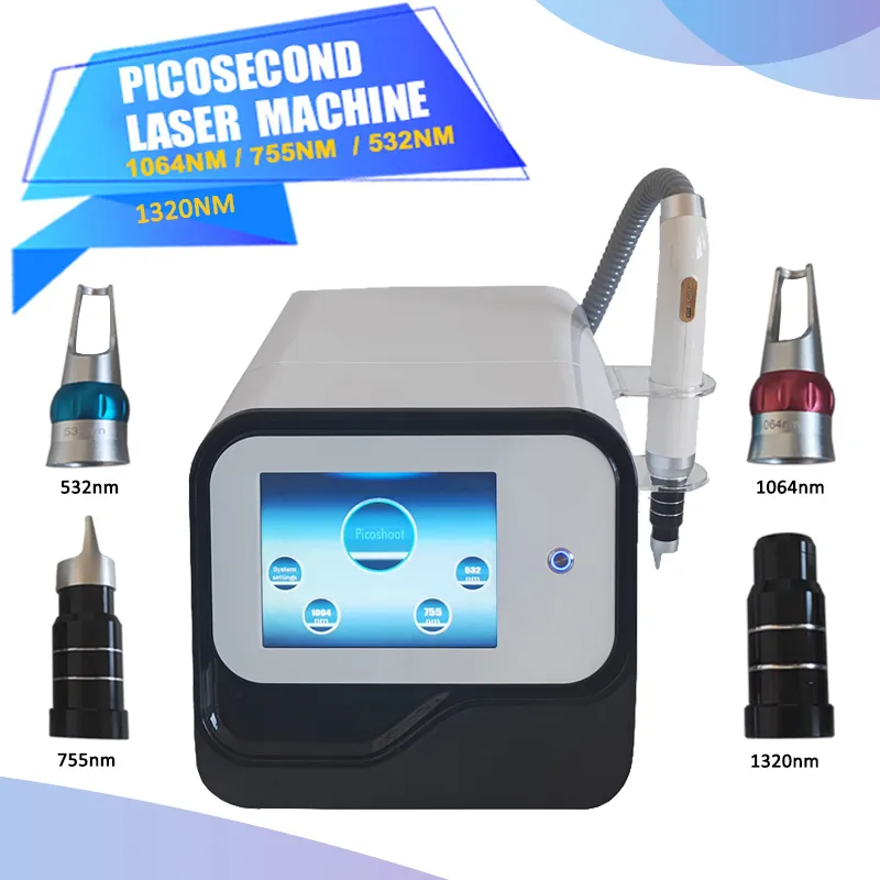 Aprovado pela CE Máquina portátil de beleza a laser de picossegundos para pigmentos de sardas Remoção de tatuagem Pico Equipamento Q Switched Nd Yag Laser 1064nm 532nm 1320nm 755nm