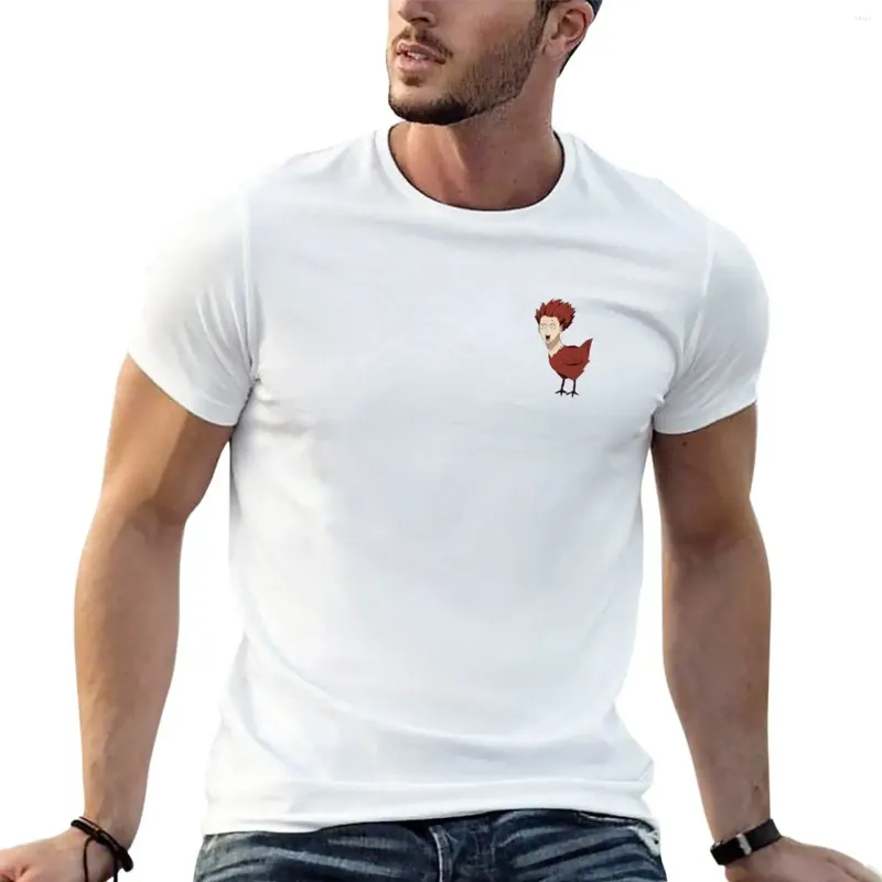 Мужские поло, футболка Tendou с курицей, милые топы, белая блузка для мальчиков, мужские винтажные футболки