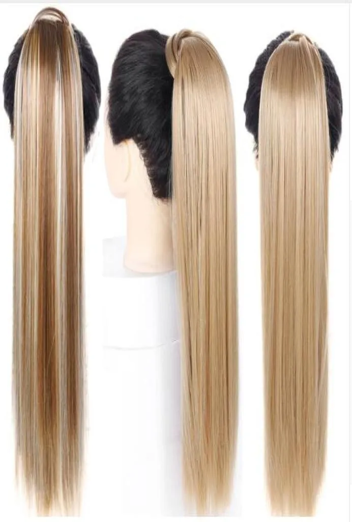 24039039Long Straight Ponytail Clip In Pony Tail Synthetic Hair Extension Extensions Wrap on Hair Pieces Fake Ponytail7582824