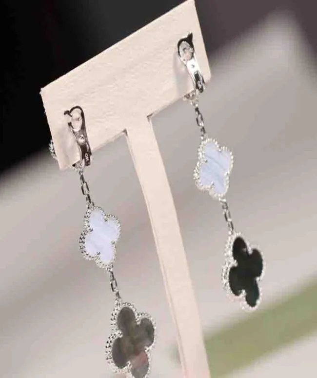 S925 순수한 실버 3pcs 꽃 목걸이 모양 Dangle Earring with white shell 18k real gold real gool for 여자와 여자 친구 2448467