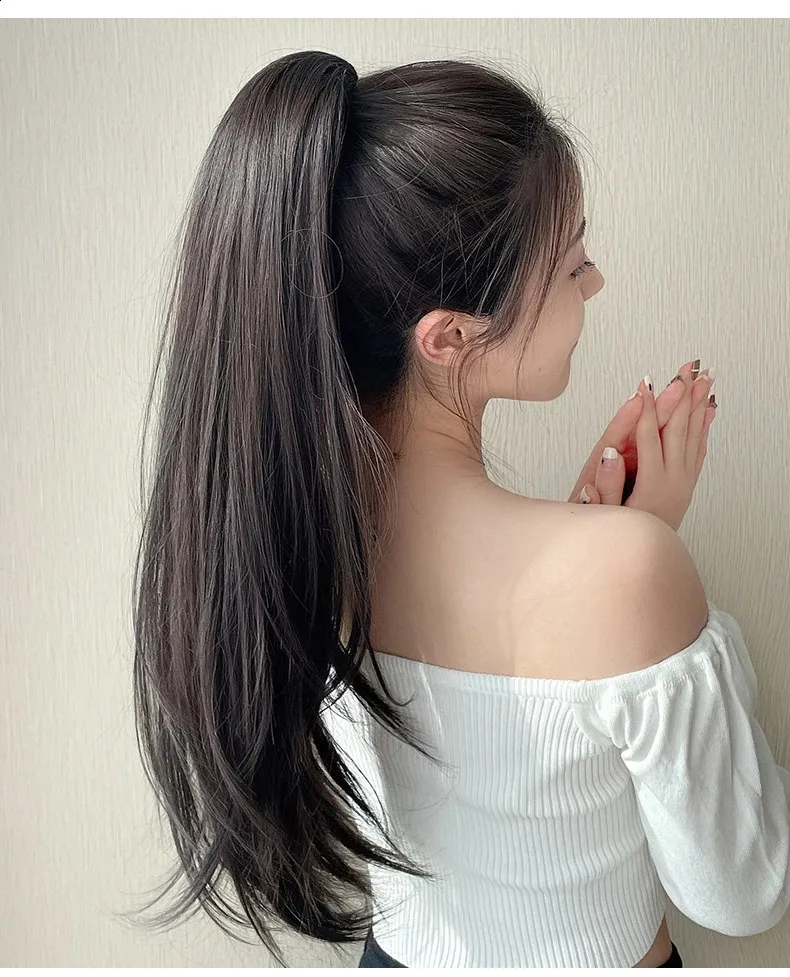 Jak długi falisty klips prosty pazur na ogonowych włosach syntetyczny dla kobiet w włosach 240130