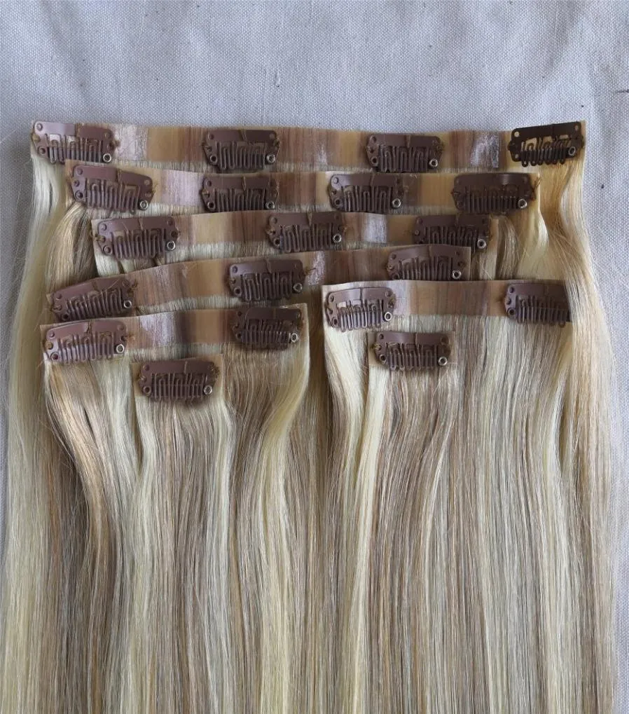 PU Skin Seamless Clip in Human Remy Buticle Hair Extensions 120gramsset 8pcsset New Hair Style7690123