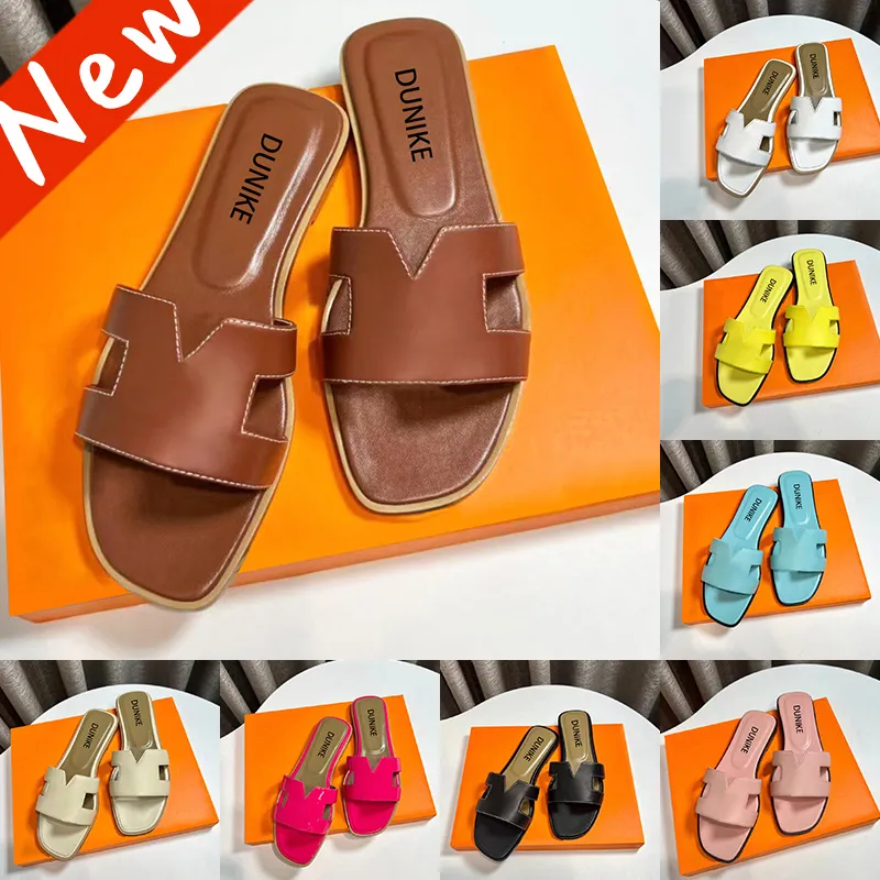 Sandales de créateurs de luxe Pantoufles avec boîte Diapositives plates Femmes Sandale Chaussures Véritable Sandale En Cuir Été Tongs Sliders Célèbres Femmes Beach Slide Party Slipper