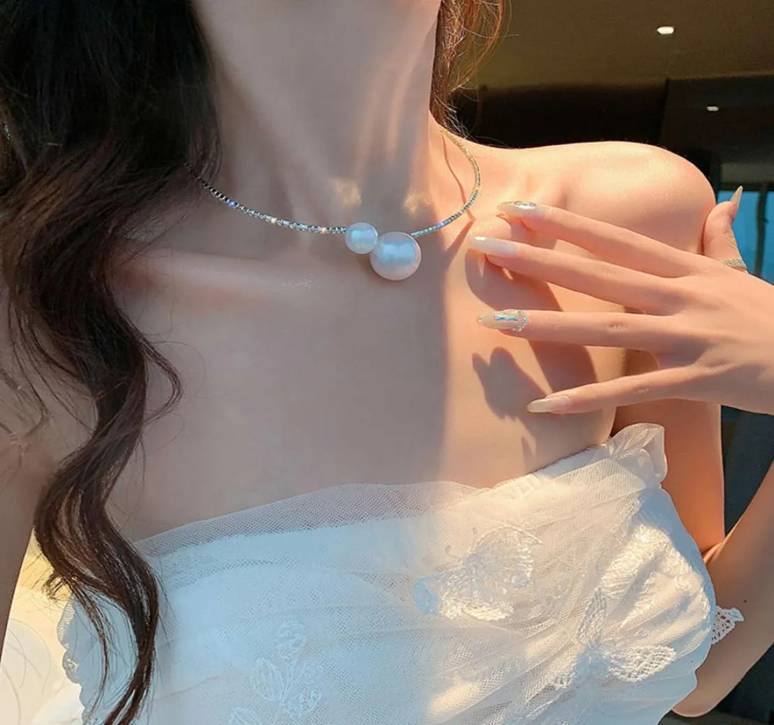 Dongdamen – collier rouge sexy pour femme, nouvelle mode coréenne, plein de diamants, bouche de perle, filet de prison, 5808828