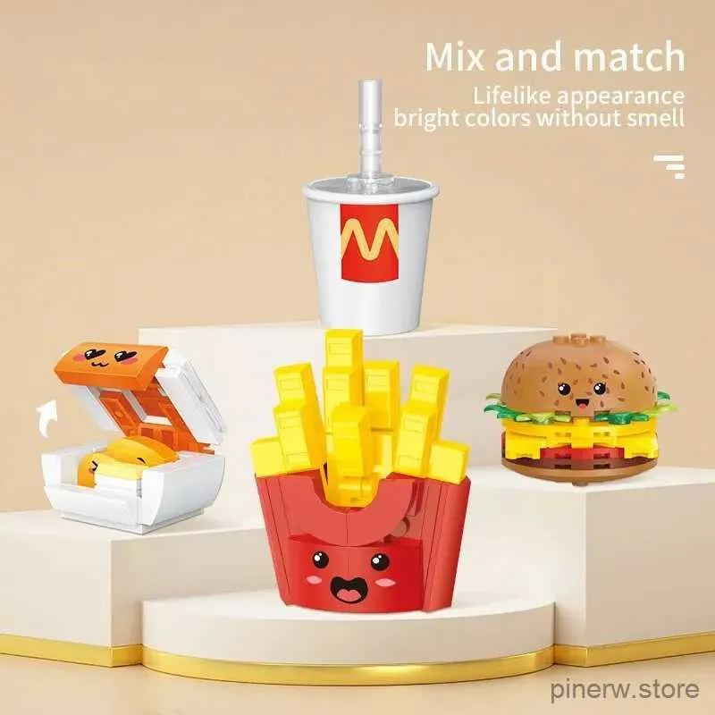 Blokken 261PCS Hamburger Bouwstenen Frieten Gebakken Kip Coke Model Bricks Cartoon Fast Food Speelgoed Set Kinderen Creatieve geschenken