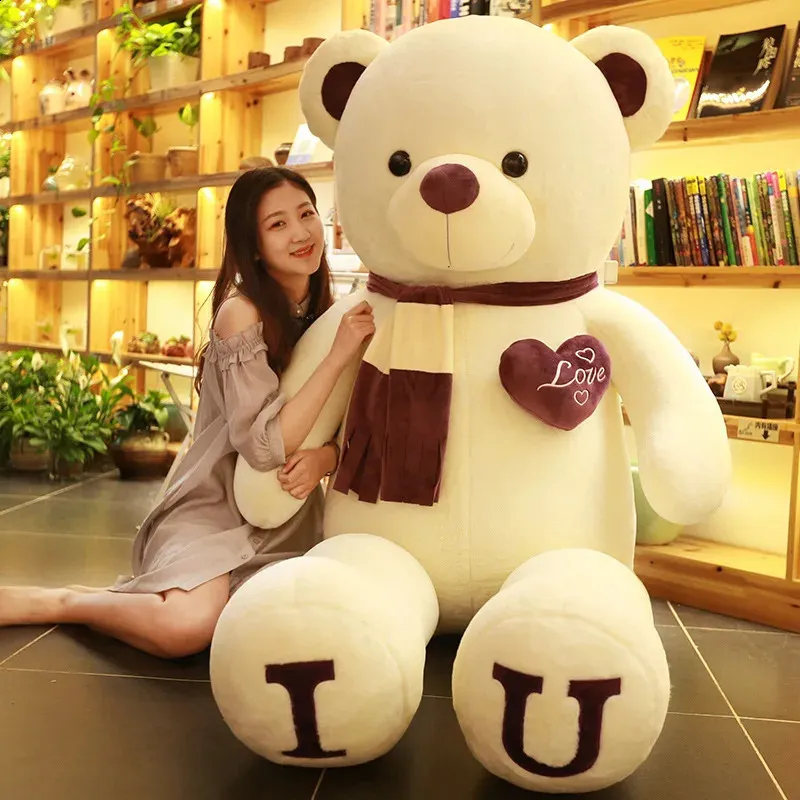 80cm100cm Large Size Teddy Bear Plush Toy Lovely Giant Bear Huge Stuffed Soft Dolls Kids Toy Birthday Gift For Girlfriend 240130