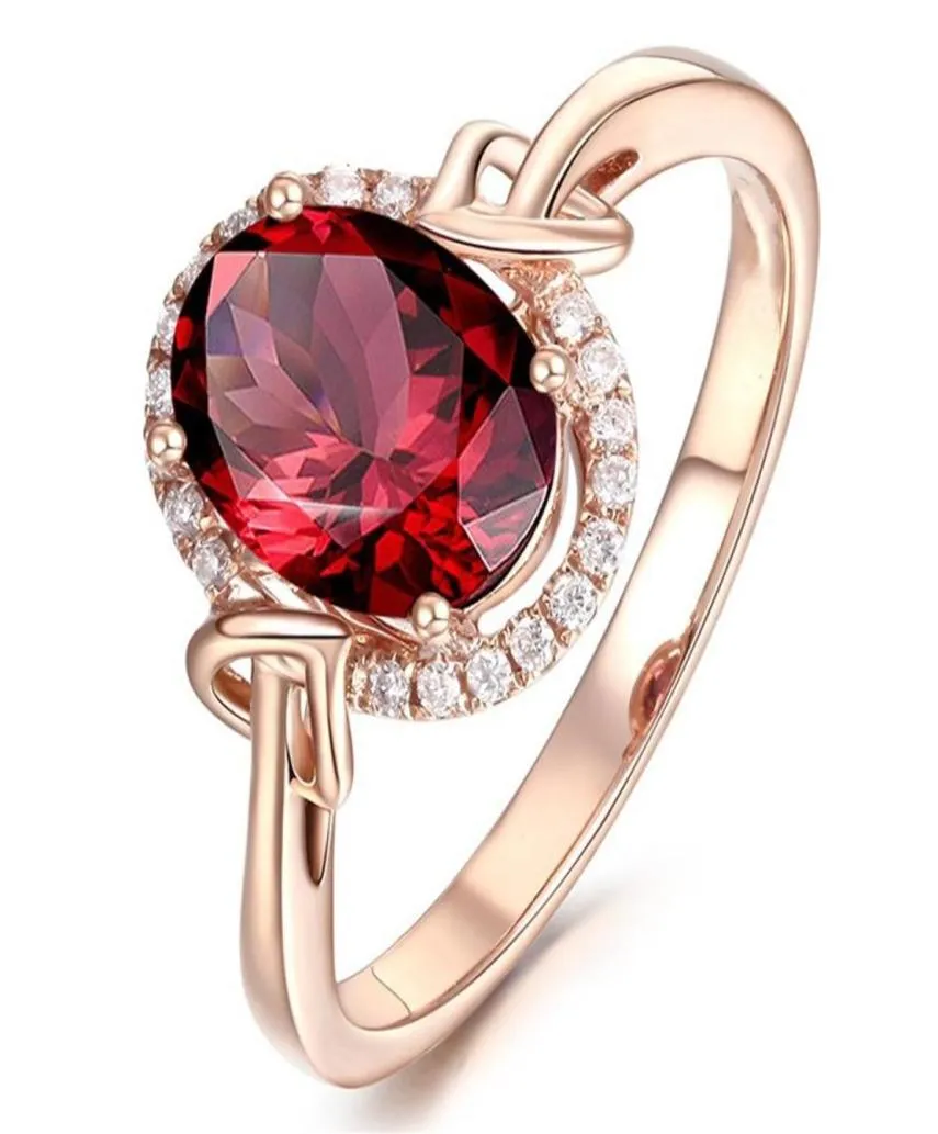 R436 New Fashion Rose Gold Rings for Women Zircon Red Opal Ring Gifts Female323B1594262