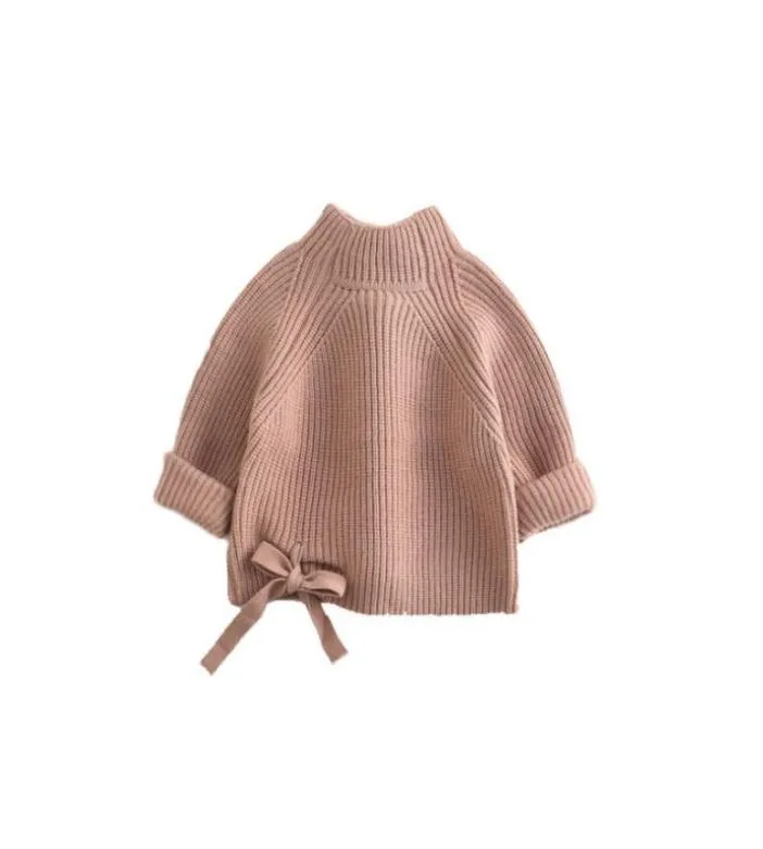 Baby Girls Sweater Kids Laceup Bow Sweater Sweater Sweater أطفال يقفون رقبة طويلة الأكمام الطويلة A40377524478