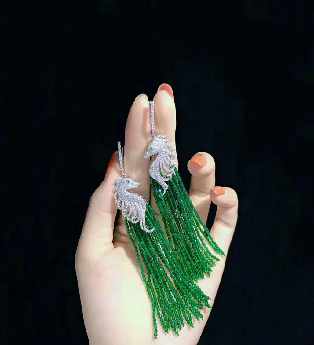 Boucles d'oreilles en verre multicolore naturel, micro incrustation de zircon, accessoires hippocampe, bijoux à la mode, 7641367