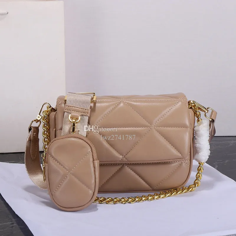 패션 디자이너 다이아몬드 격자 어깨 가방 골드 체인과 스트랩을 가진 여성 핸드백