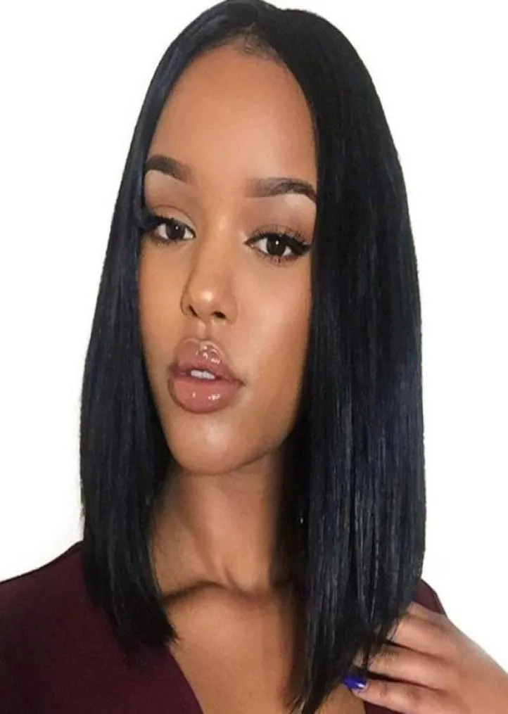 Blueless Bob Lase Front Human Hair Peruki for Black Women Brazylijskie dziewicze włosy Krótkie pełne koronkowe peruki z włosami dla niemowląt Pre Plucked557653358288