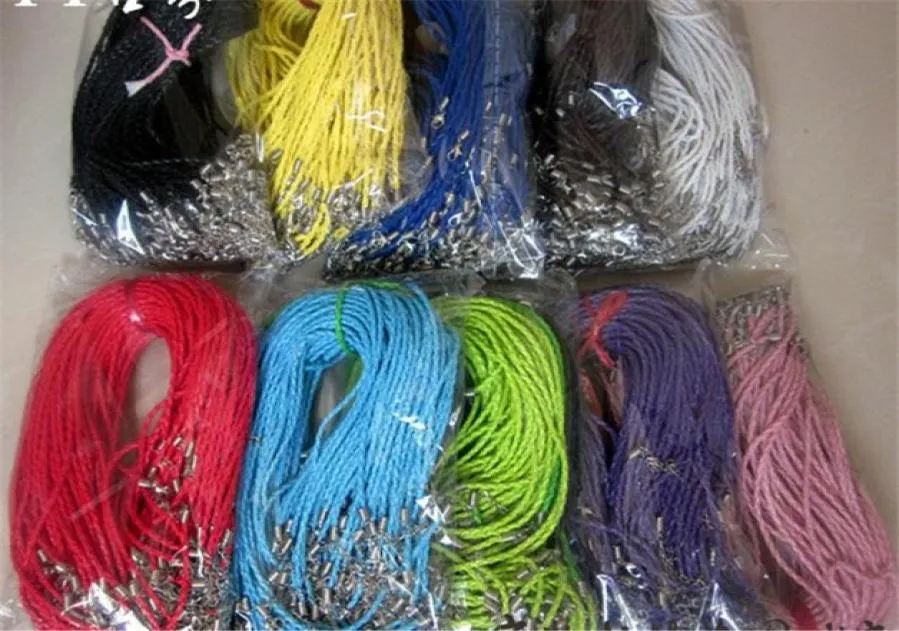Colar de corrente de corda de couro multicolorido para mulheres homens cordão diy jóias 100 peças lote colar tecido sf27090483