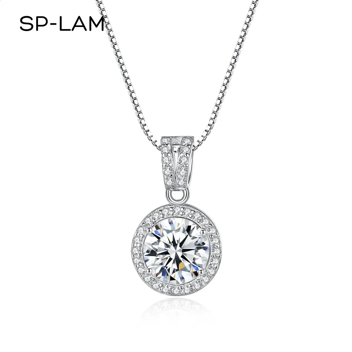 SP-LAM Diamentowe wisiorki dla kobiet 925 srebrny luksusowy łańcuch