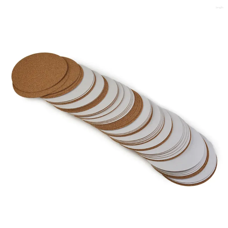 Table Mats Mat Cork Coasters Anti-slip Surface Heat Insulation 60Pcs For Wood Color 10cm Backing DIY Practical