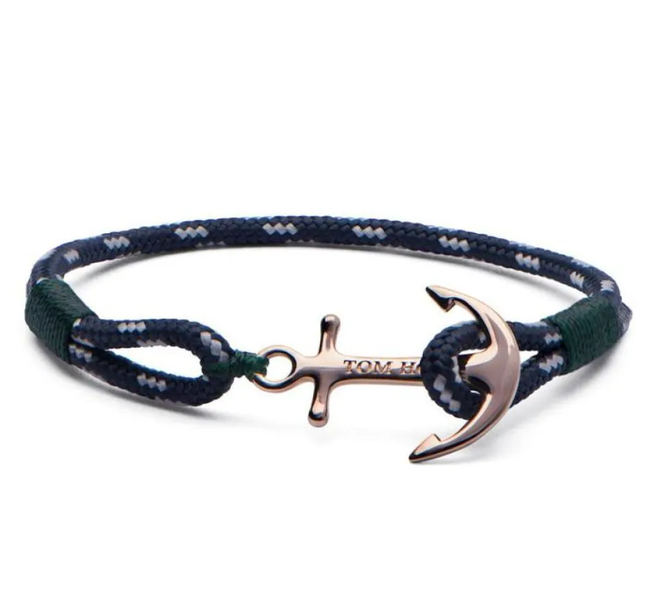 4 size Handmade stainless steel tom hope bracelet gold anchor charms Southern Green thread rope bangle with box and tag TH179630673