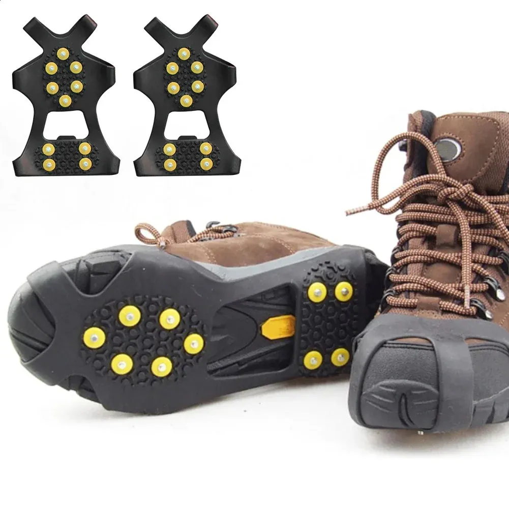 10 Studs Anti Skid Ice Gripper Spike Winter Climbing Antislip Snow Spikes Grips Cleats Over Shoes täcker Crampon 240125