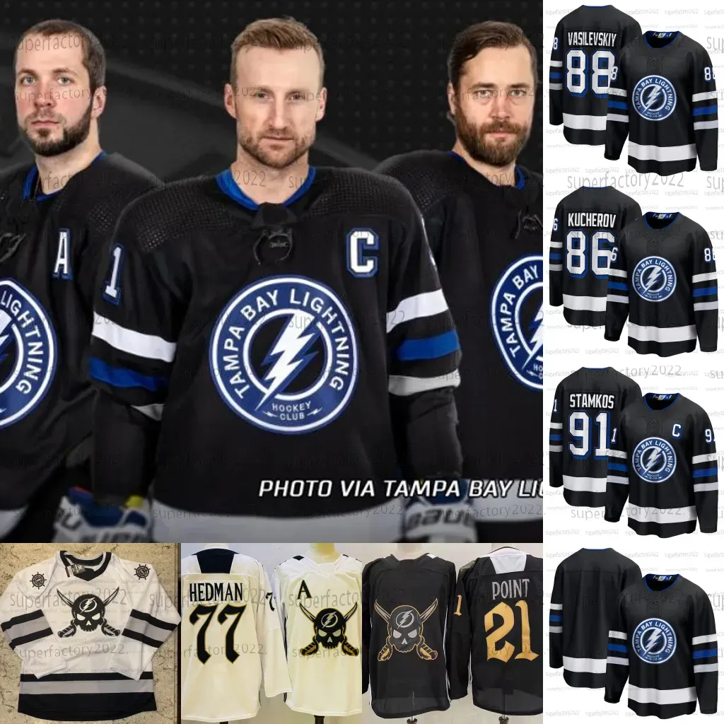 Lightning 2024 New Third Jerseys Nikita Kucherov Andrei Vasilevskiy Steven Stamkos Mikhail Sergachev Brayden Point Anthony Cirelli Victor Hedman