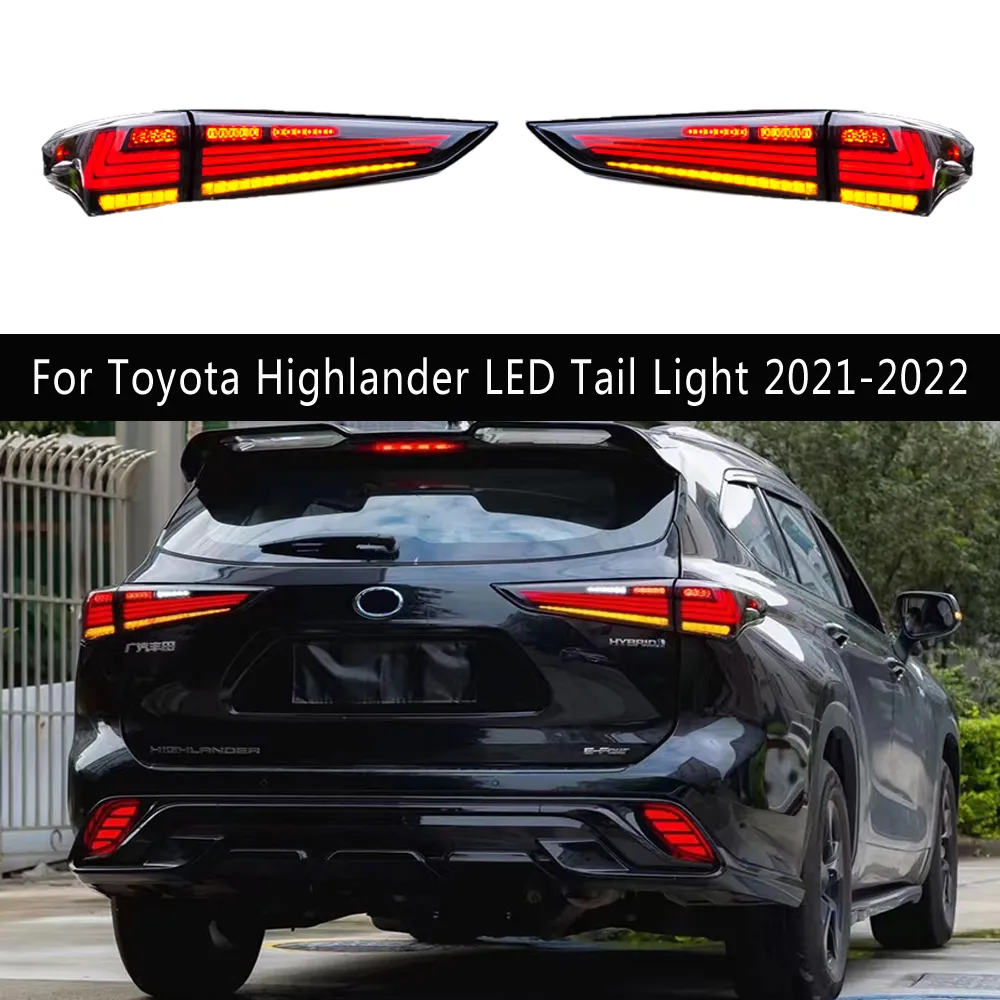 Bakre lampa bildelar för Toyota Highlander LED-bakljus 21-22 NY KLUGER BAKSA FOG BRAKE TURN Signal Automotive Accessories