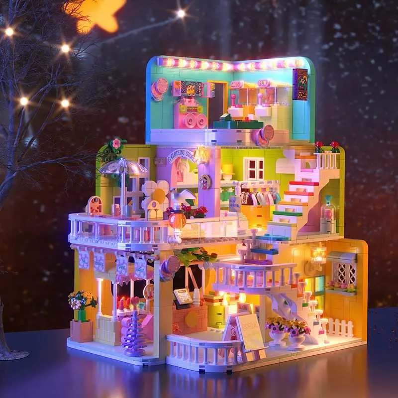 Building Blocks Playset Mini Negozio, Mercato, Centro Commerciale