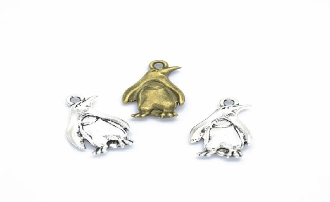 Bulk 300pcslot Cute Penguin Charms Alloy Animal Kids Pendant Nature Ocean Jewelry 2012mm 2 colors3808562