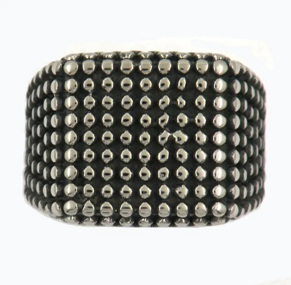 FANSSTEEL STAINLESS STEEL mens or womens PUNK VINTAGE TRIBAL fashion ring square dot signet ring GIFT 12W8315386754698593