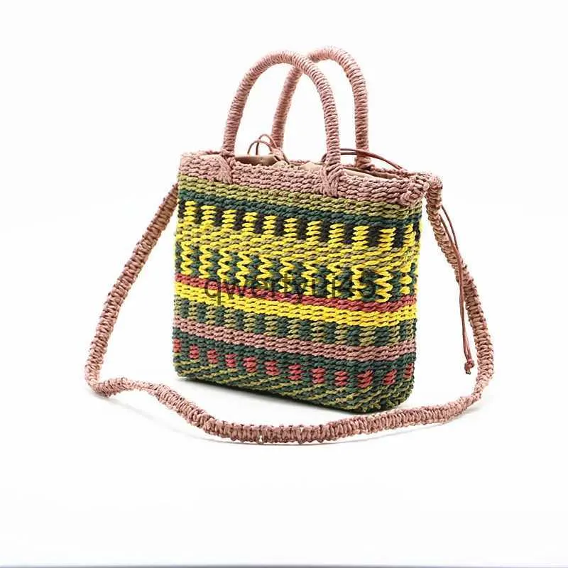 Sacs à bandoulière Sac pour femmes tissé coloré et fait et sac d'été paille Beac Boemian cordon Soulder messager femme Raan ToteH24218