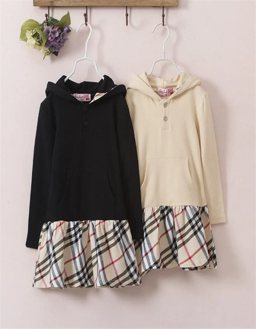 Automne bébé fille Plaid sweat robes 2 couleurs mignon enfant en bas âge fille robe à manches longues bébé princesse robe enfants vêtements ZJY8045152812