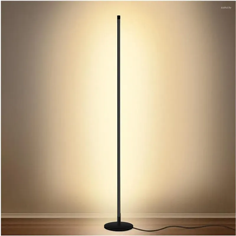 Lâmpadas de chão Modern LED Standing Canto Lâmpada Preto Decoração Contemporânea Metal para Sala de estar Quartos com Controle Remoto de Toque