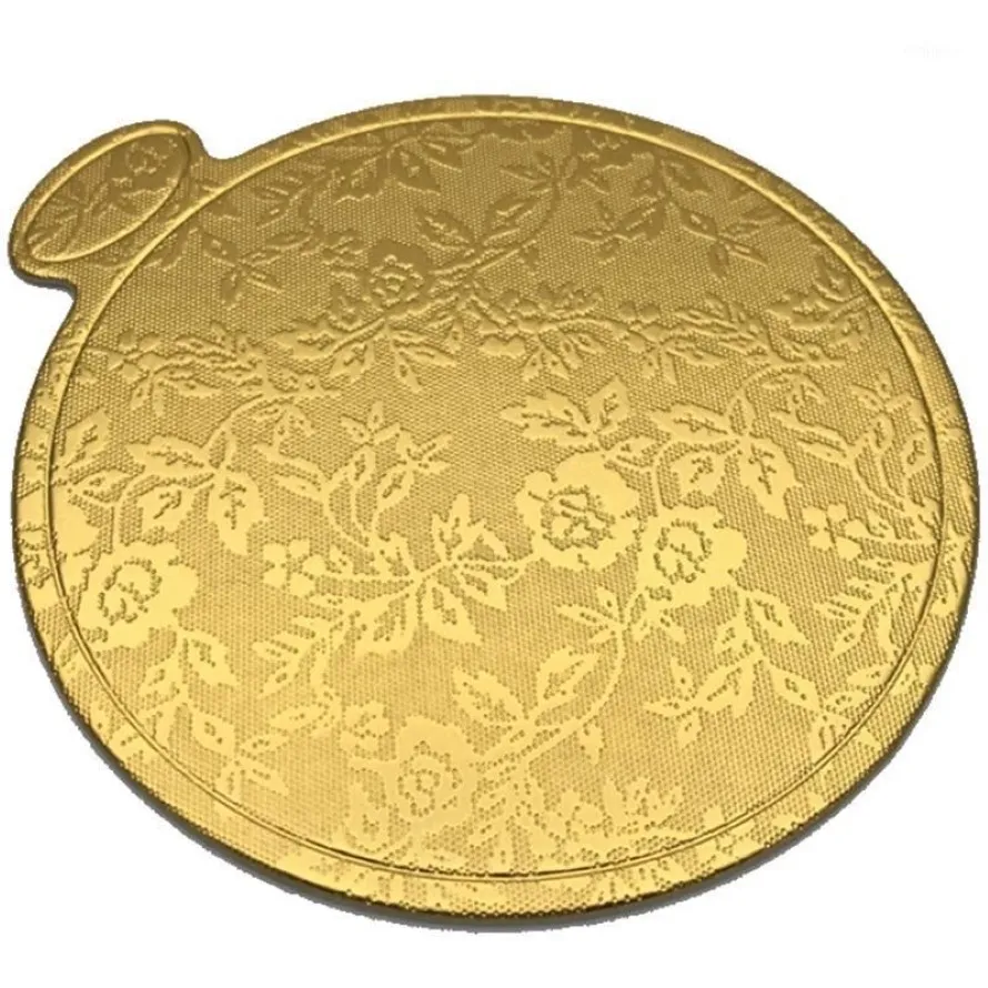 200Pcs Set Gold Printing Round Mousse Cake Boards Paper Cupcake Dessert Displays Tray Wedding Cake Pastry Decorative Kit1293u