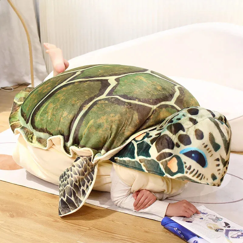 Plysch simulering sköldpadda skal bärbar plysch leksak rollspel dekoration havssköldpaddor skal kudde kudde rolig barn gåva 240202