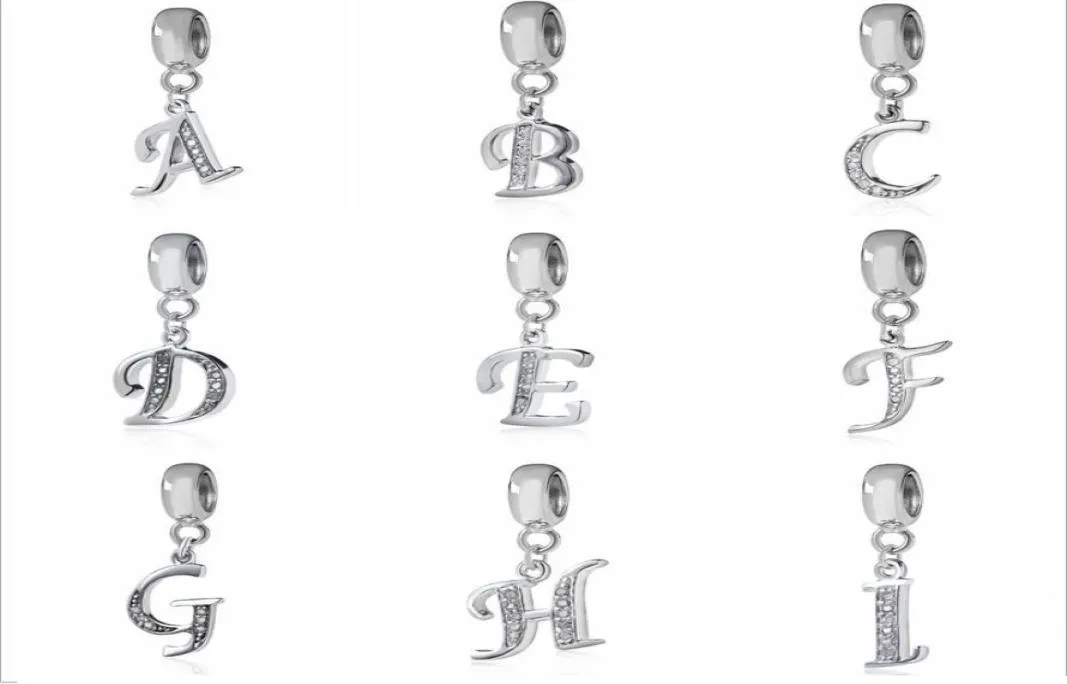 Incantesimi per lettere per bracciali collana autentica 925 sterling argento a-Z perle a ciondolo fai-da-te fasci alfabeti per la produzione di gioielli6575592