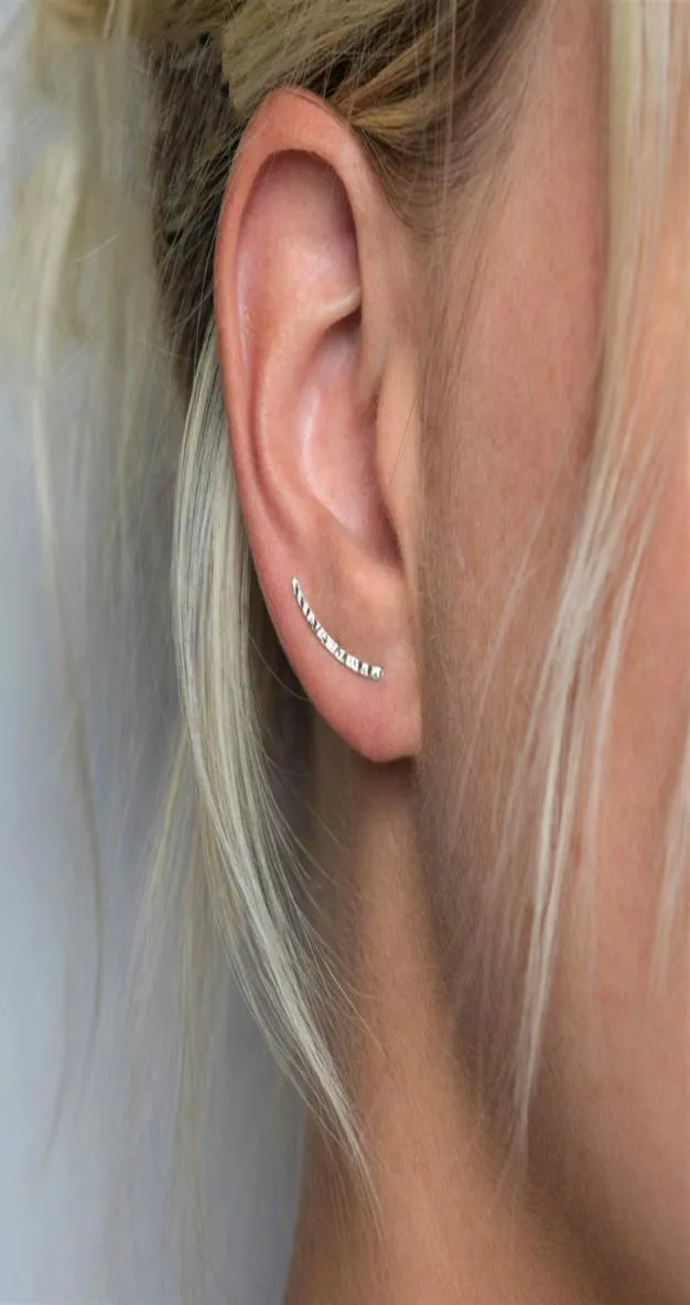 Februaryfrost Brand Designer 925 Sterling Silver Earrings Ear Crawlers Wedding Jewelry Trendy Geometric Ear Crawlers Stud Earring 5909683