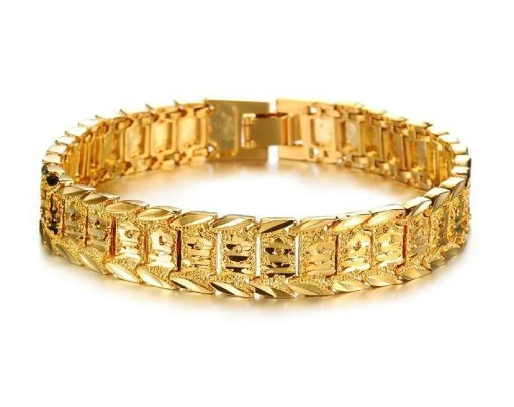 Bangle Bracelets For Women Men 18K Yellow Gold Real Filled Bracelet Solid Watch Chain Link 83inch Gold Charms Bracelets KKA18468826738