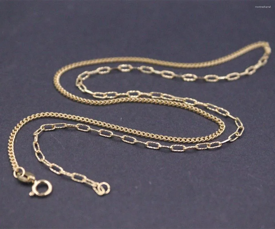 Kedjor äkta AU750 Pure Solid 18k Yellow Gold Chain Men Kvinnor 1,6 mm Lucky Square O Curb Link Halsband 4-4.2G Stämpel