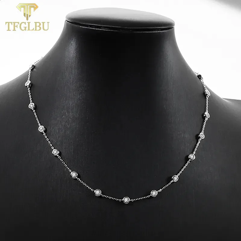 TFGLBU 3mm 2CTTW Alle Ketting voor Vrouwen Klassieke Bubble Claviculaire Ketting Test Geslaagd 100% S925 Sterling Zilveren Sieraden 240127