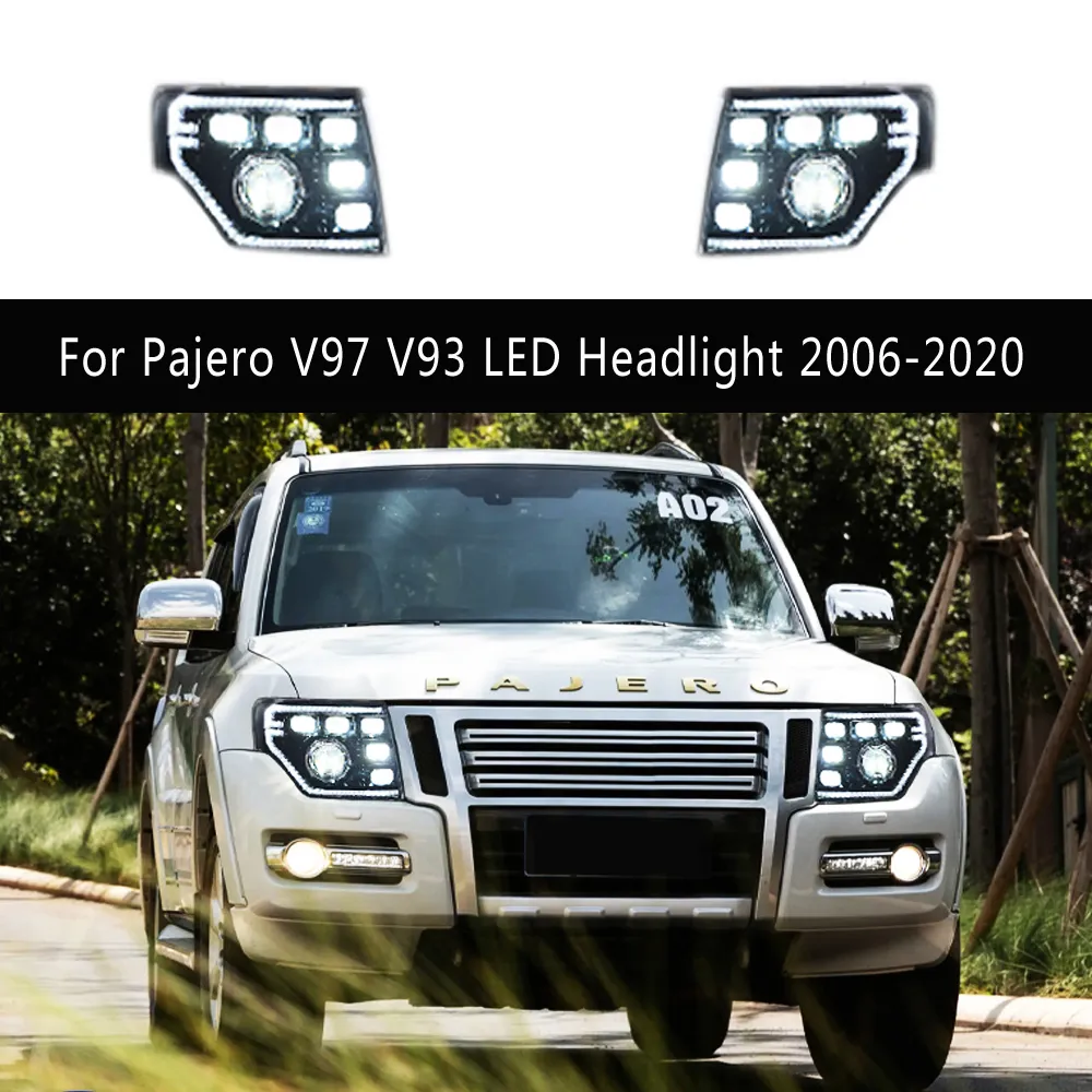 Hoofd Lamp Dagrijverlichting Voor Mitsubishi Pajero V97 V93 V95 B87 LED Koplamp Montage 06-20 Dynamische Streamer richtingaanwijzer