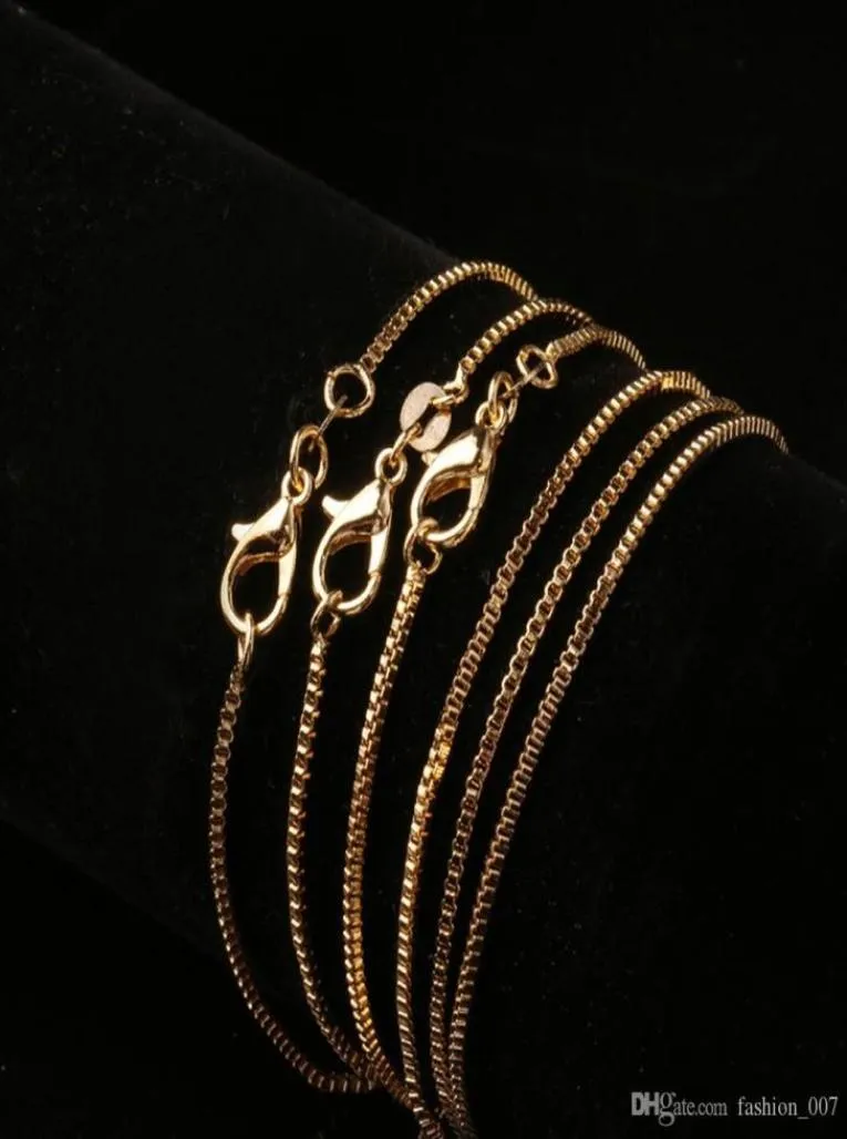 20 pcs Fashion Box Chain 18K Gold Plated Chains Pure 925 Silver Necklace long Chains Jewelry for Children Boy Girls Womens Mens 1m4899822