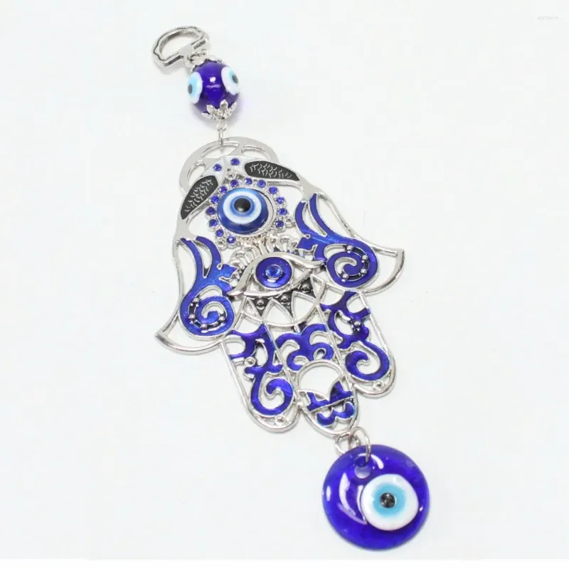 Party Decoration 1PC Luck Turkish Blue Hamsa Hand Glass Evil Eye Amulet Wall Hang Home