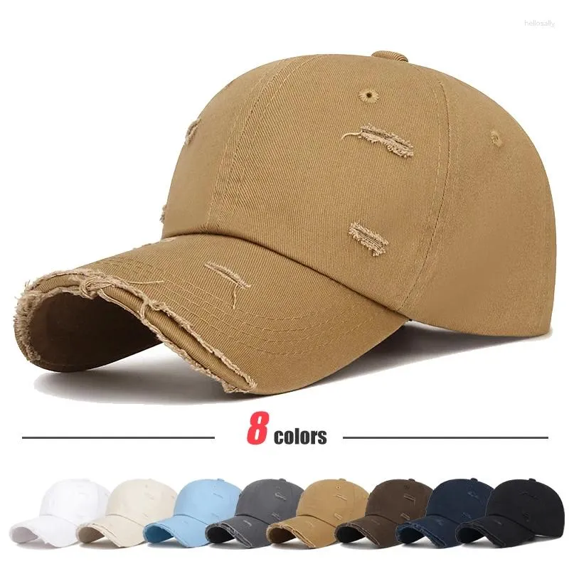 Ball Caps Fashion Unisex Distressed Design Style Solid Color Cotton Baseball Cap Trucker Hat