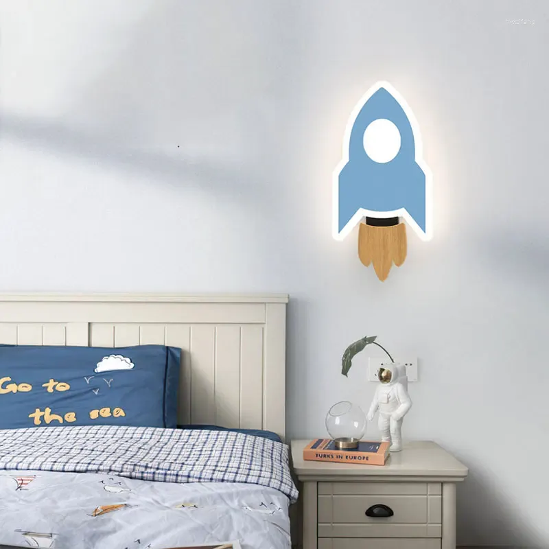 Vägglampa akryl enkel sovrum dekor ledd för barn rum på raket mode tecknad belysning iluminacion haborgion
