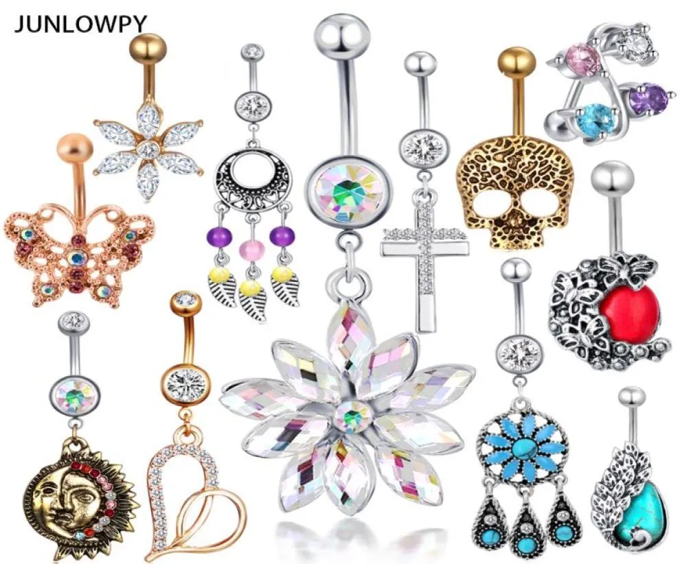 Steel Lots Of Piercing Nombril Tragus Earring Body Jewelry Navel Rings Fashion Dangle Belly Button Ring 20pcs3843954