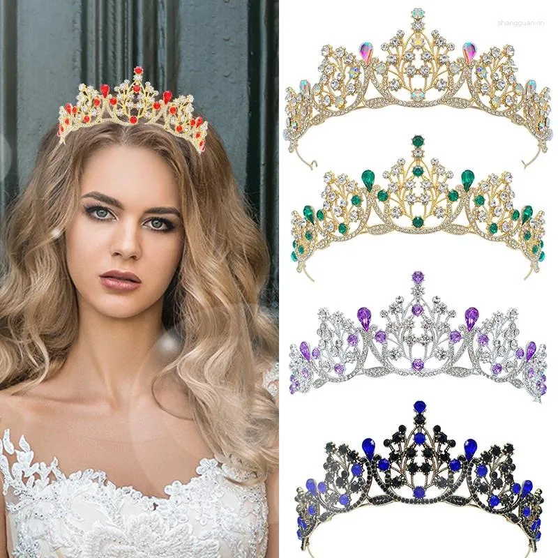 Fermagli per capelli Corona da sposa Tiara di cristallo di lusso da sposa per copricapo da sposa Strass Corone da principessa Donne Ragazze Diademi Copricapo Gioielli