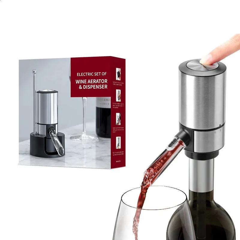 Electric Wine Aerator Dispenser Bar Party Accessories Stainless Steel Intelligent Automatic Decanter Pourer Valentines Day Gift 240130