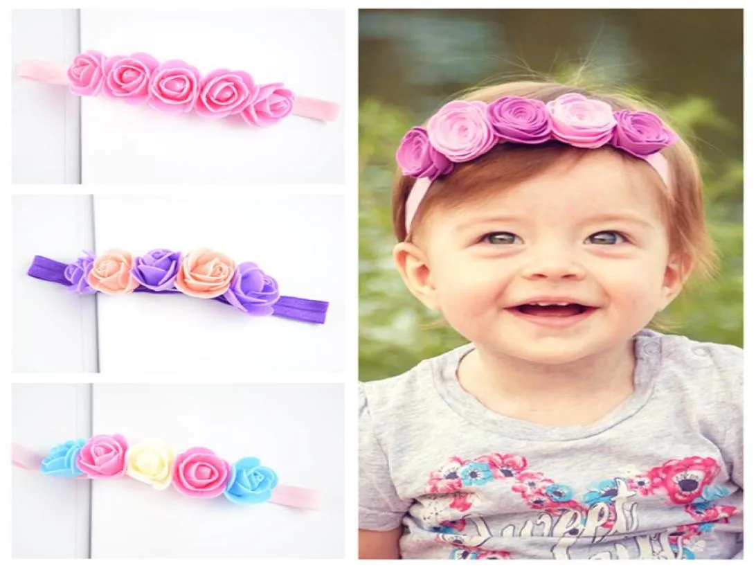 22 Colors Hair Accessory Band Baby Headband Little Girl DIY Five Rose Hairbands Garland Flower Grosgrain Boutique For Party6056708