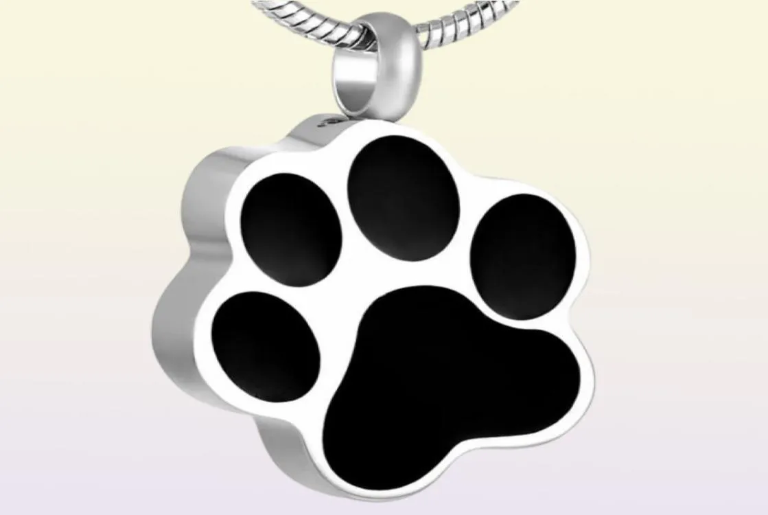 IJD8451 Pet DogCat Paw Print Нержавеющая сталь для пепла Урна для кремации Кулон Ожерелье Памятник Подвеска на память Jewelry1293713