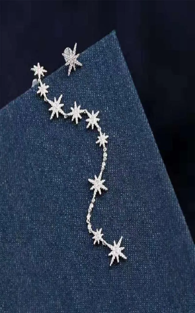 Европейская и американская мода в форме звезды с цирконом, индивидуальная асимметрия, серебряный цвет, женские серьги, креативные серьги в подарок на праздник, 1391305