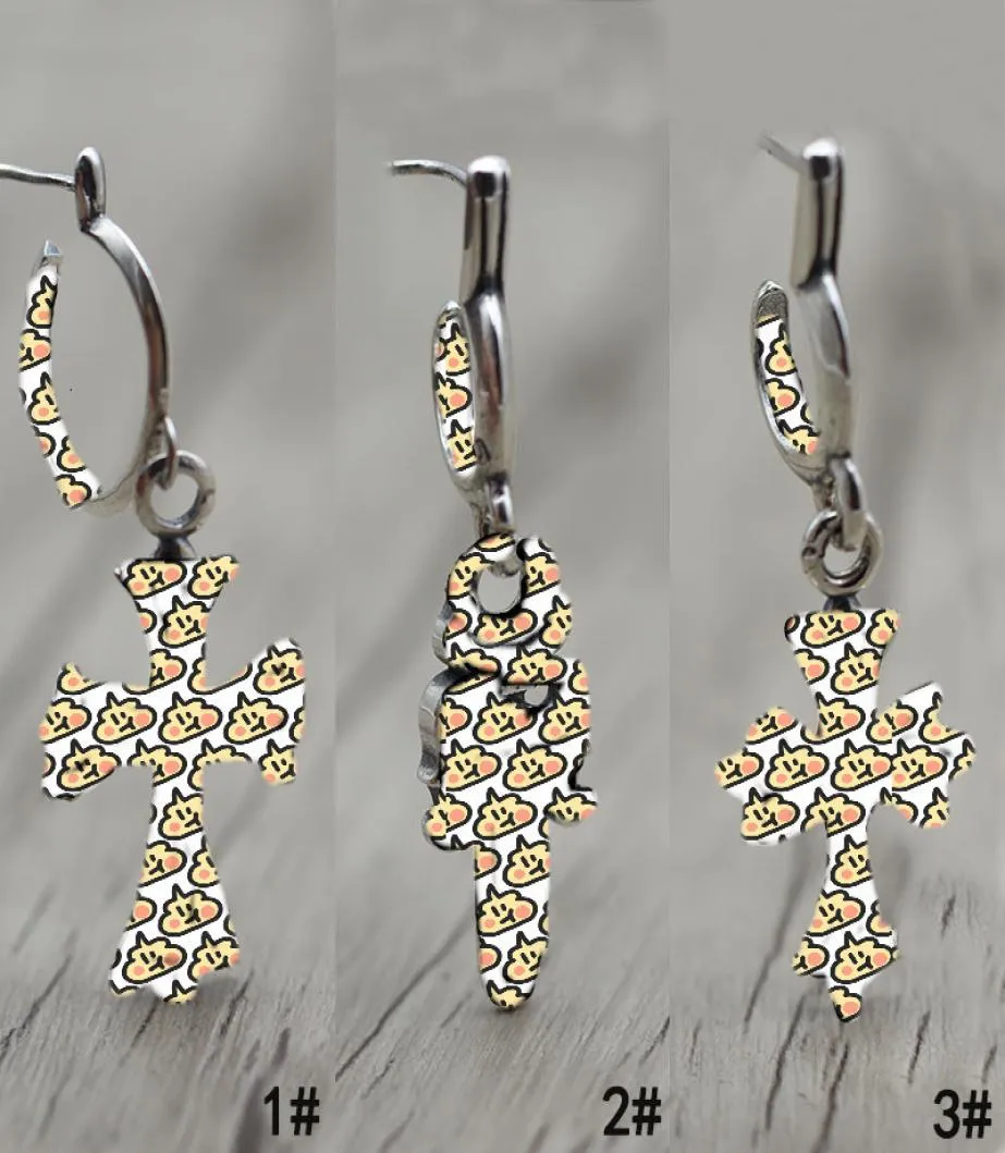 Pure silver 925 jewelry personalized cross fashion earrings made of Thai silver old men039s and women039s Earrings punk styl9511291