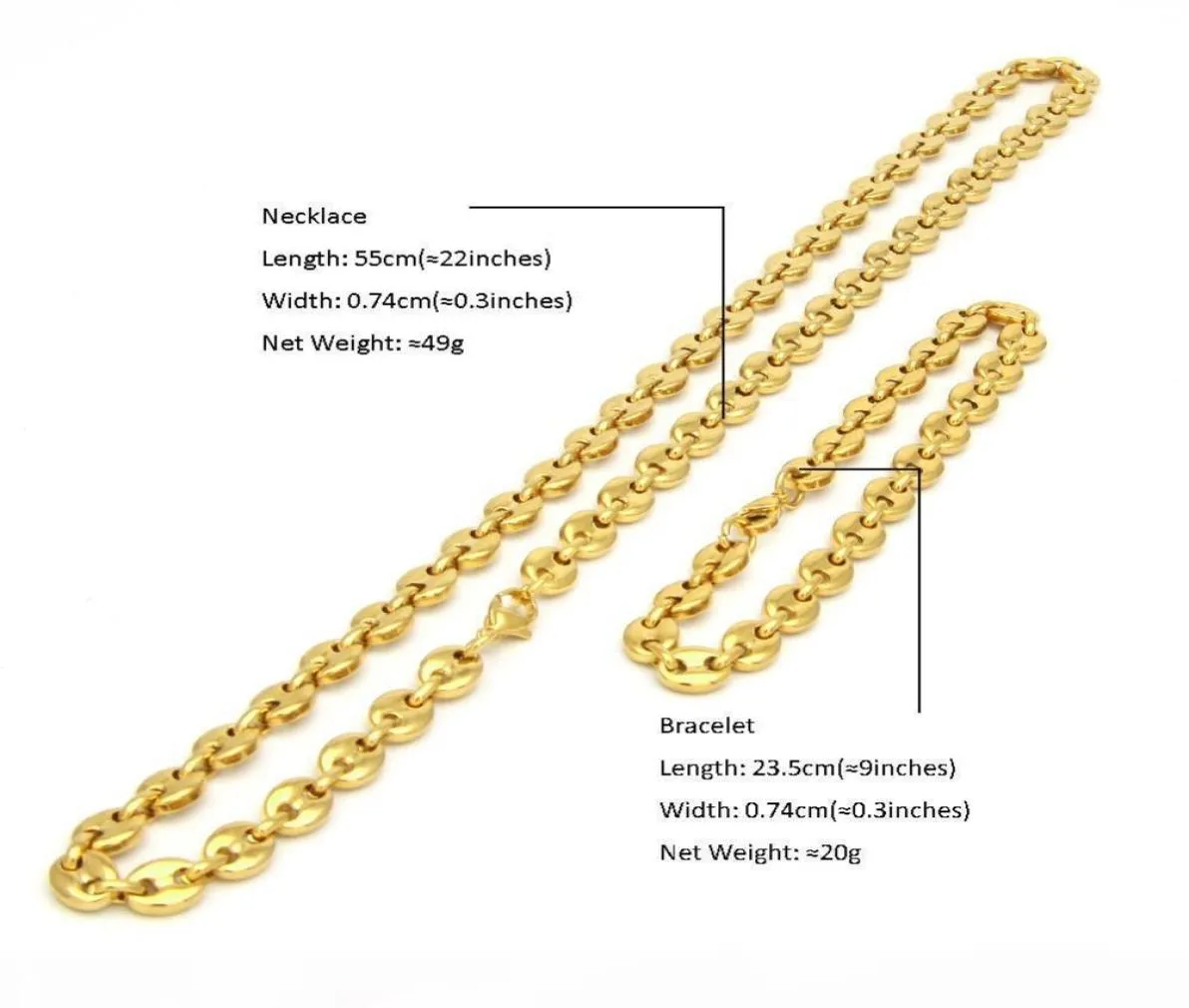 A Bling Stainless Steel Punk Hip Hop Puffed Mariner Link Cable Chain Choker Necklace For Women Men Gold Silver Jewelry Necklaces Y4668592